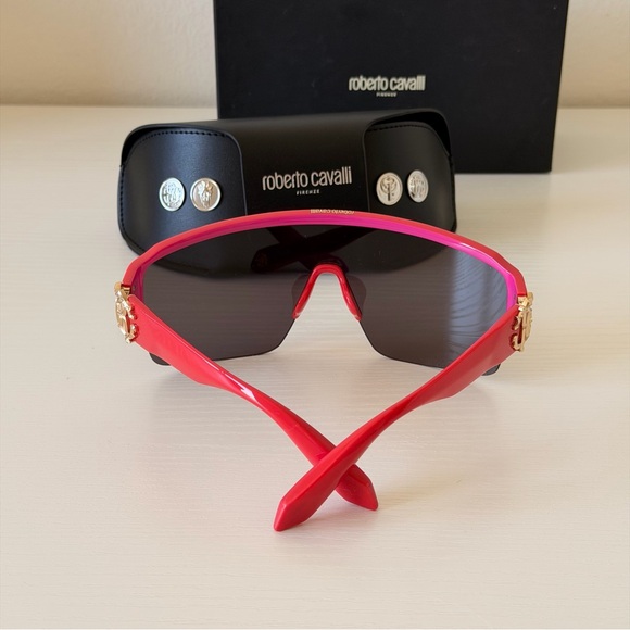 New! Roberto Cavalli Red Sunglasses, SRC037 09RV, Authentic - Picture 10 of 11